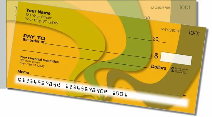 Abstract Orange Side Tear Personal Checks