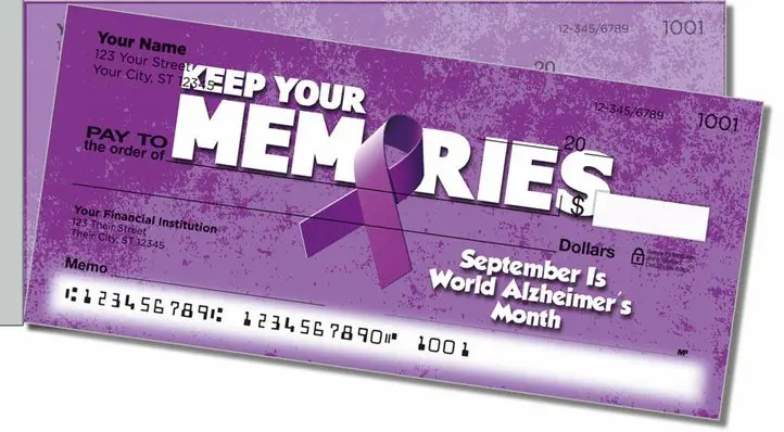 Alzheimers Awareness Side Tear Personal Checks