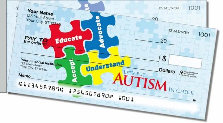 Autism Awareness Side Tear Personal Checks