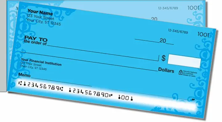 Blue Corner Scroll Side Tear Personal Checks