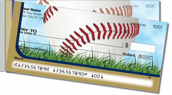Blue and Gold Baseball Fan Side Tear Personal Checks