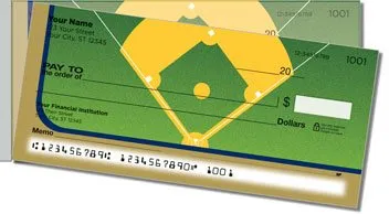 Blue and Gold Baseball Fan Side Tear Design Checks