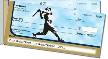 Blue and Gold Baseball Fan Side Tear Personalized Checks