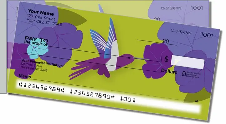 Colorful Hummingbird Side Tear Personal Checks