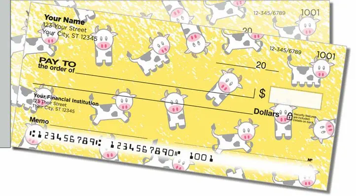 Cute Cow Side Tear Personal Checks