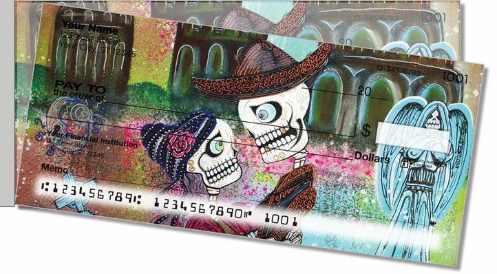 Day of the Dead Skull Side Tear Personal Checks