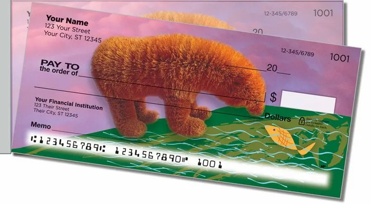 Fuzzy Bear Side Tear Personal Checks