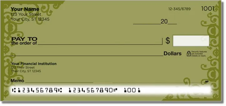 Gold Corner Scroll Personal Checks