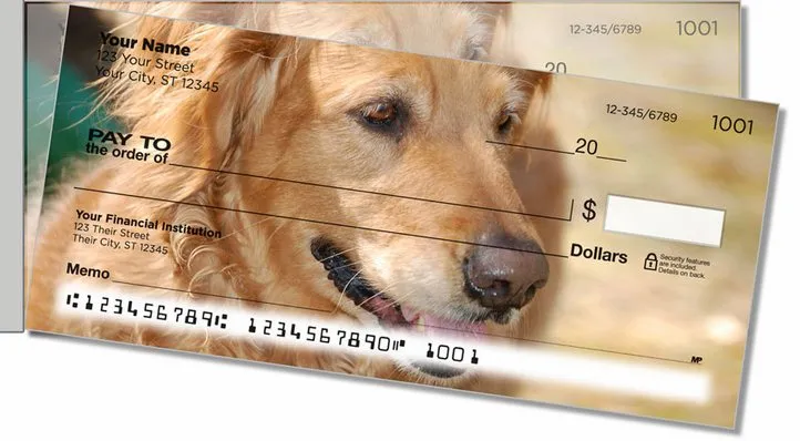 Golden Retriever Side Tear Personal Checks
