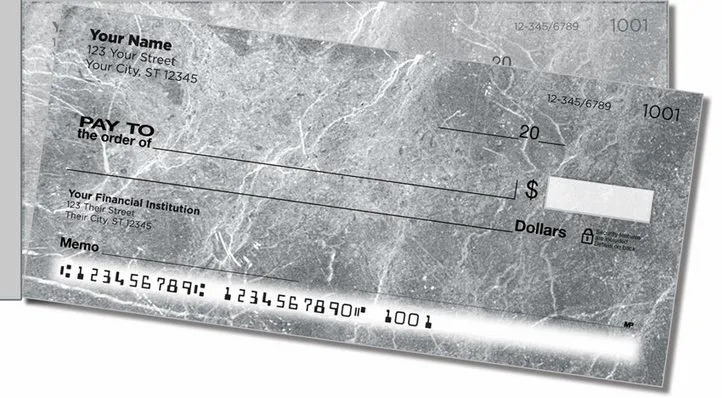 Gray Marble Side Tear Personal Checks