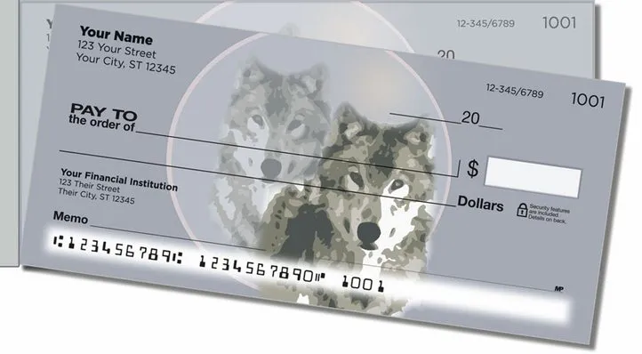Gray Wolf Side Tear Personal Checks