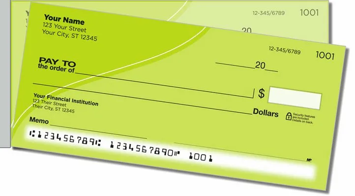 Green Curve Side Tear Personal Checks