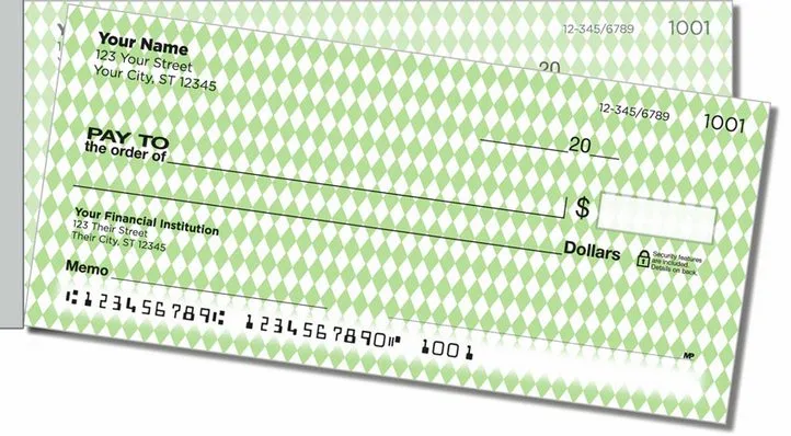 Green Diamond Side Tear Personal Checks