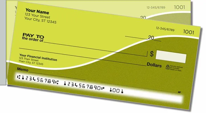 Green Graceful line Side Tear Personal Checks