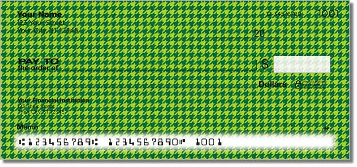 Green Houndstooth Personal Checks