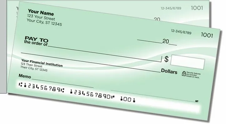Green Swoosh Side Tear Personal Checks