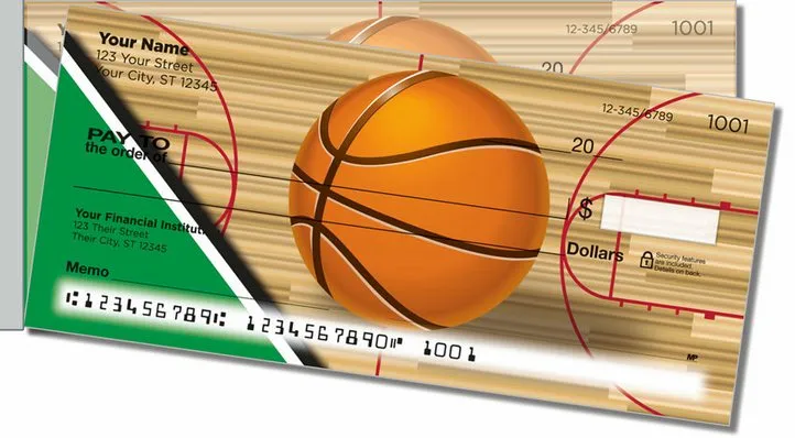 Green and Black Basketball Side Tear Personal Checks