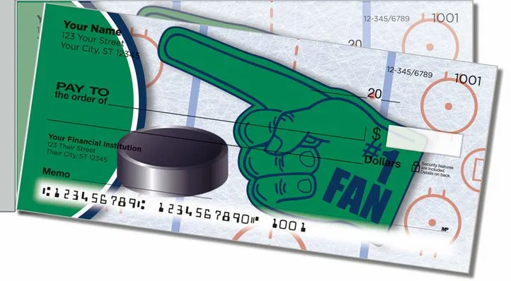 Green and Blue Hockey Side Tear Personal Checks