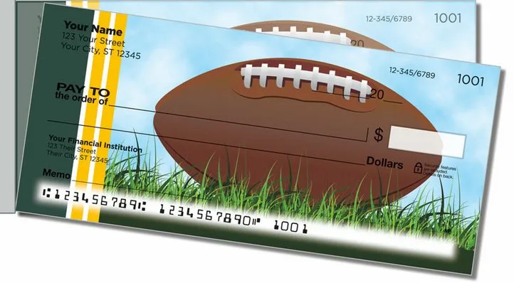 Green and Gold Football Fan Side Tear Personal Checks