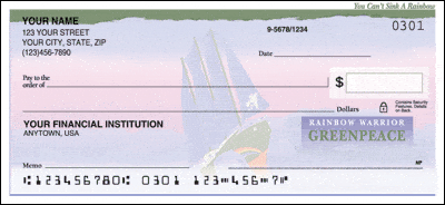 Greenpeace Rainbow Warrior Personal Checks