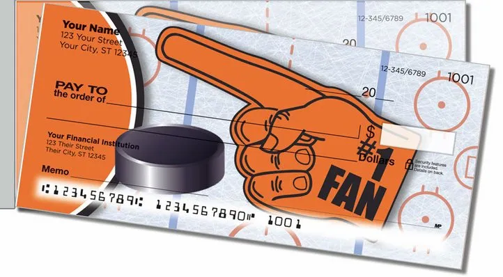 Orange and Black Hockey Side Tear Personal Checks