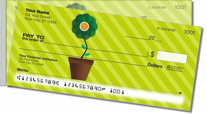Potted Flower Side Tear Personal Checks