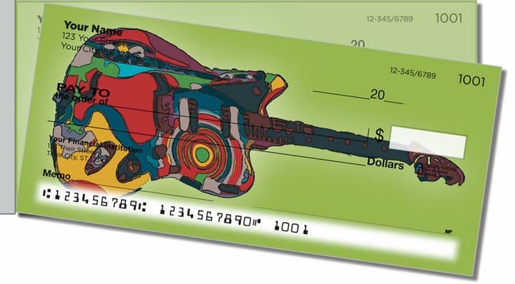Psychedelic Guitar Side Tear Personal Checks