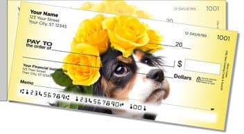 Pups in Bloom 1 Side Tear Personalized Checks