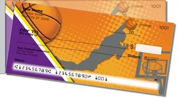 Purple and Gold Basketball Side Tear Personalized Checks