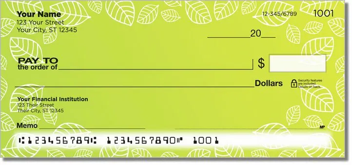 Yellow Leaf Border Personal Checks