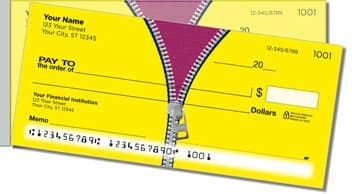 Zipper Side Tear Personalized Checks